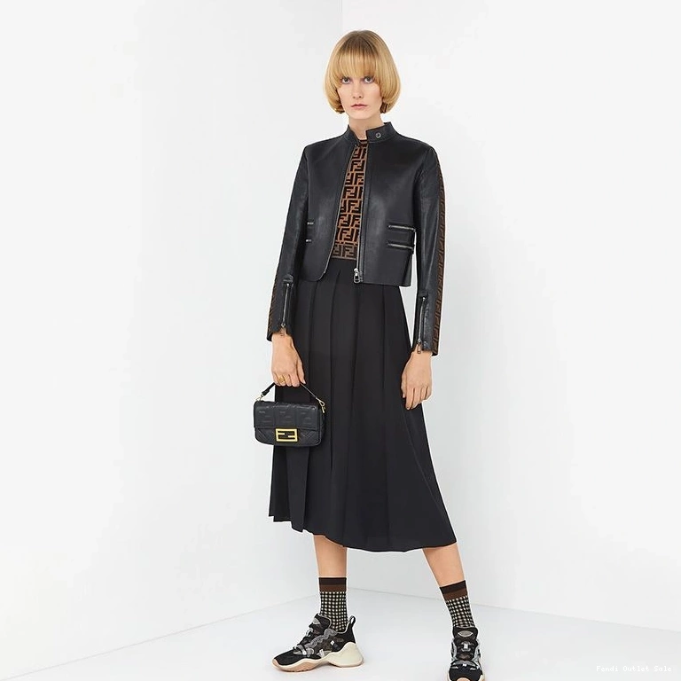 Affordable Black Bag Fendi In Nappa Mini Baguette FF Motif Leather 0716